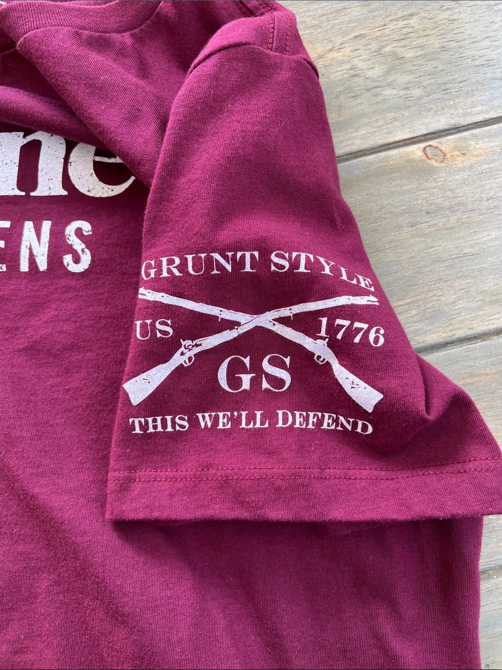 Grunt Style Maroon and White Patriotic Graphic Tee - Picture 7 of 11